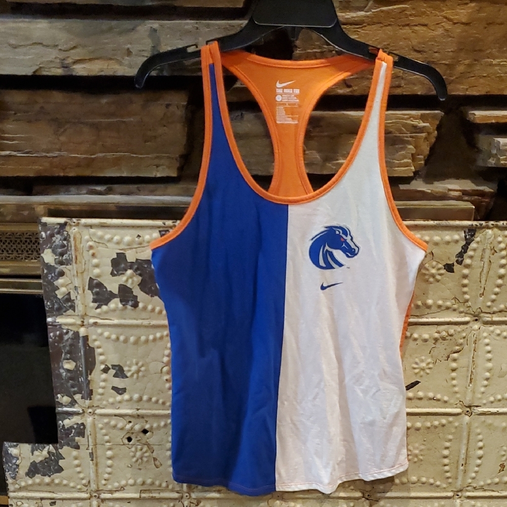 Nike BSU Boise State University Blue & White & Orange Tank Top sz Large